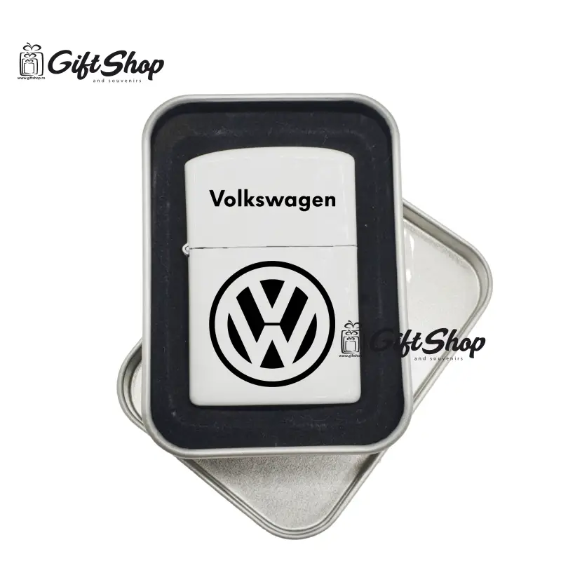 Volkswagen, bricheta metalica gravata laser cu mesaj, model 1v